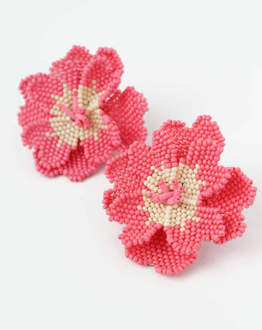 Lilac Rose My Doris - Light Pink Hibiscus Flower Earrings
