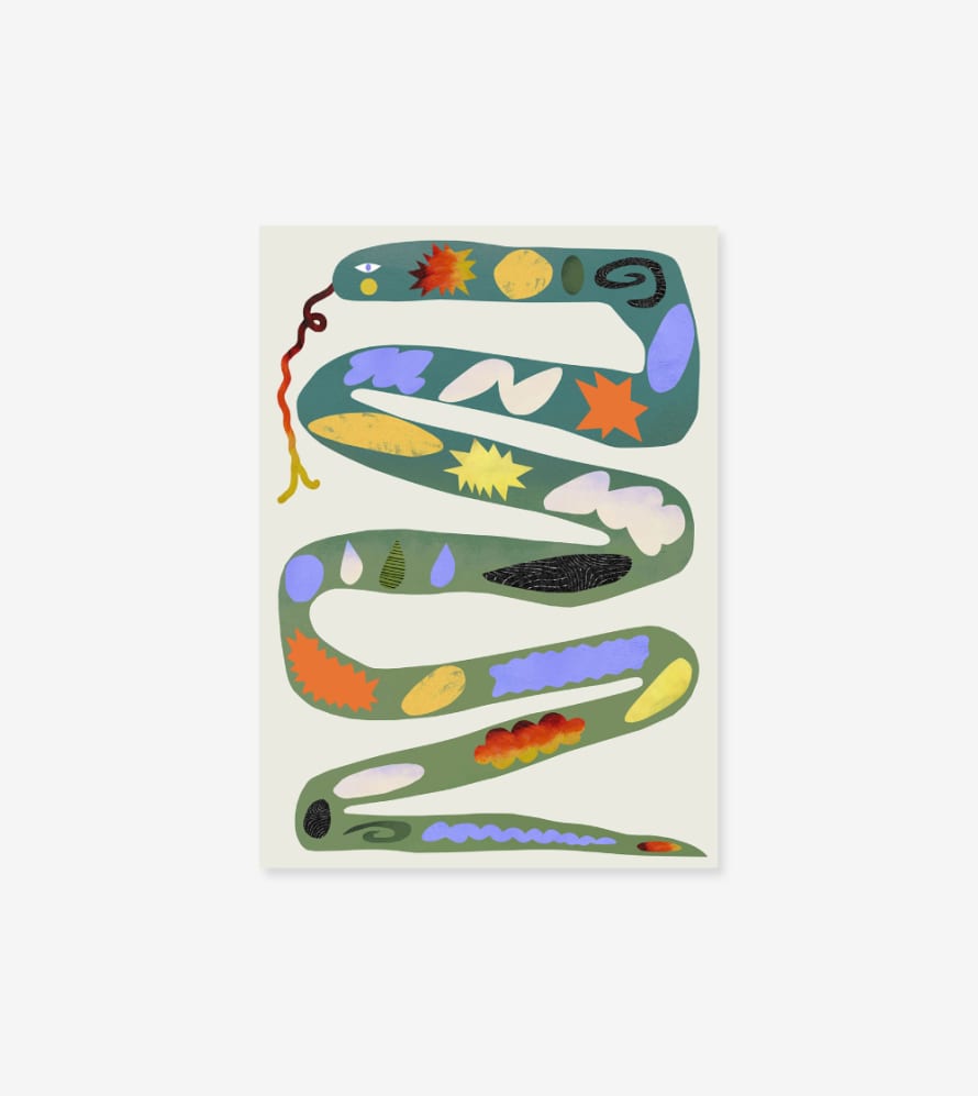 Paper Collective Green Snake by All The Way To Paris - 30x40 Poster