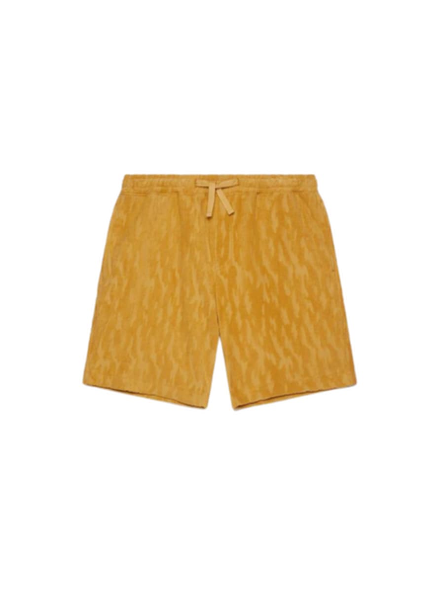 Wax London Terry Sweat Shorts In Camo Mustard From