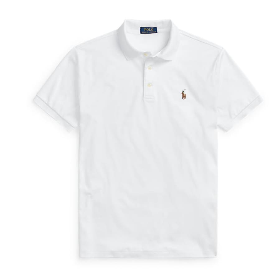 Ralph Lauren White Soft Cotton Custom Slim Fit Polo Shirt