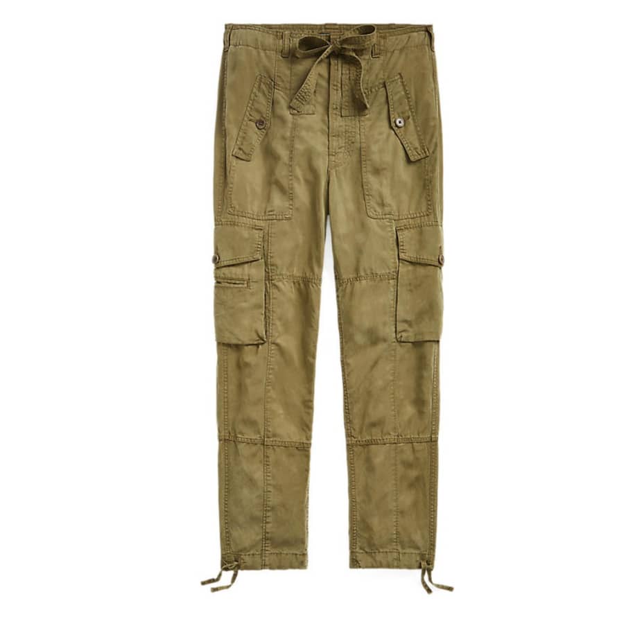 Ralph Lauren Khaki Linen Blend Twill Cargo Trousers