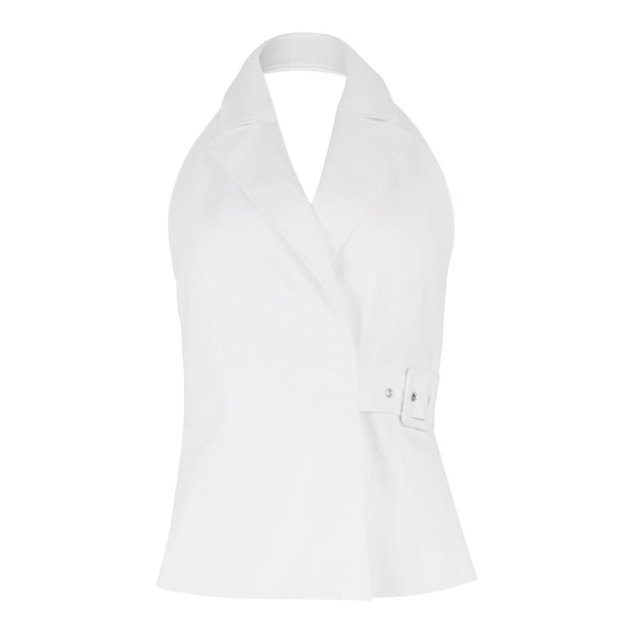 Moschino Boutique White Waistcoat Halter Neck Top