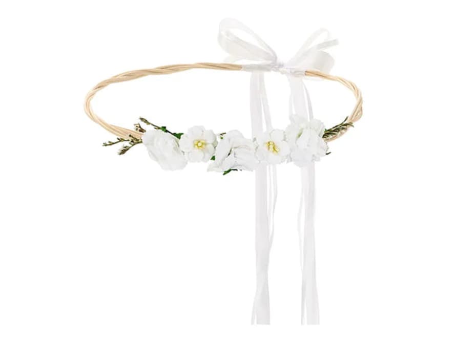 Partydeco Flower Crown, White, 18cm
