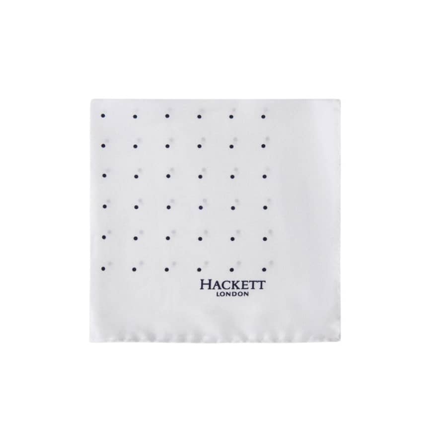 Hackett White Small Space Dot Pocket Square