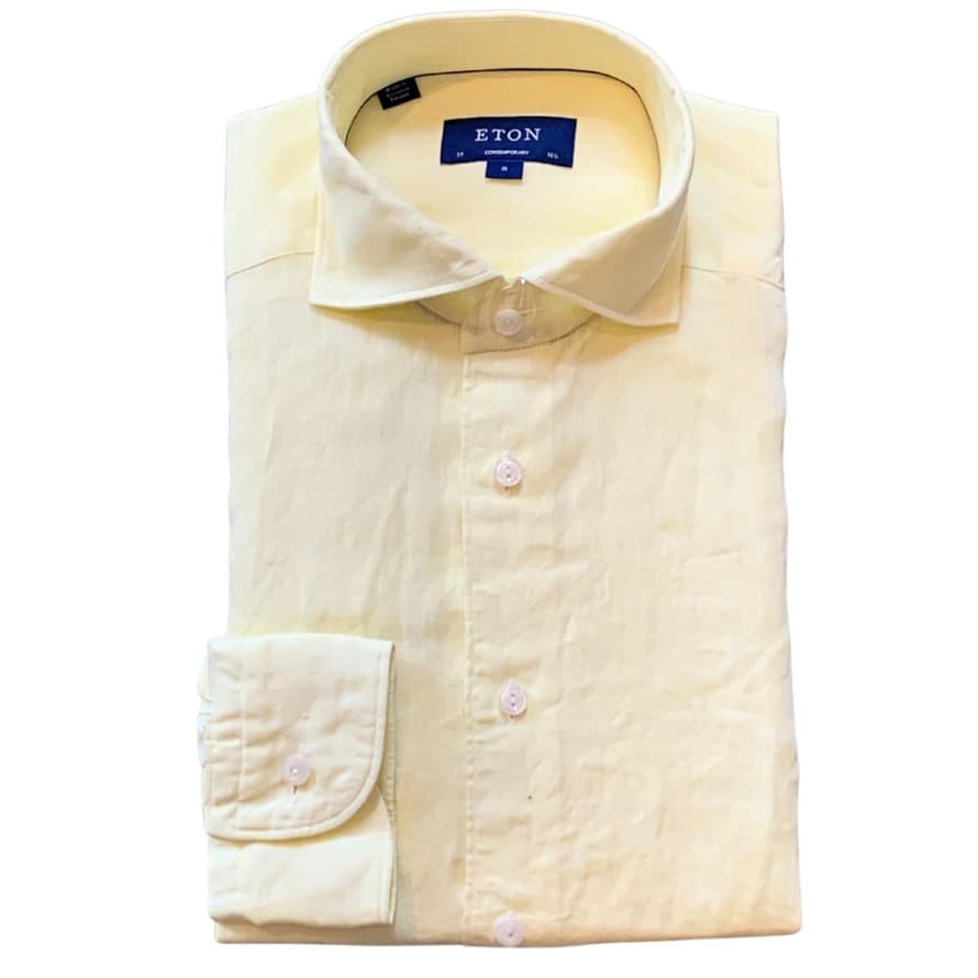 ETON Yellow Linen Contemporary Fit Shirt