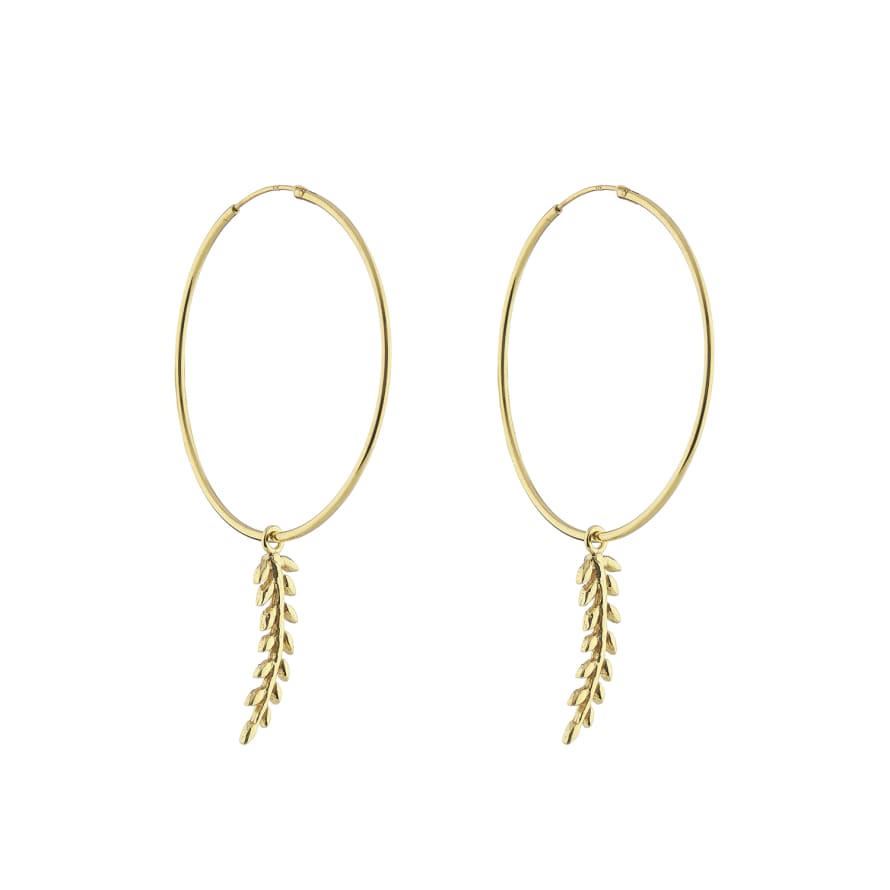 silver jewellery Gold Leafy Hoop Earrings