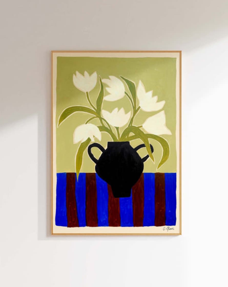 Carla Llanos Flowers & Stripes Print 30 x 40cm