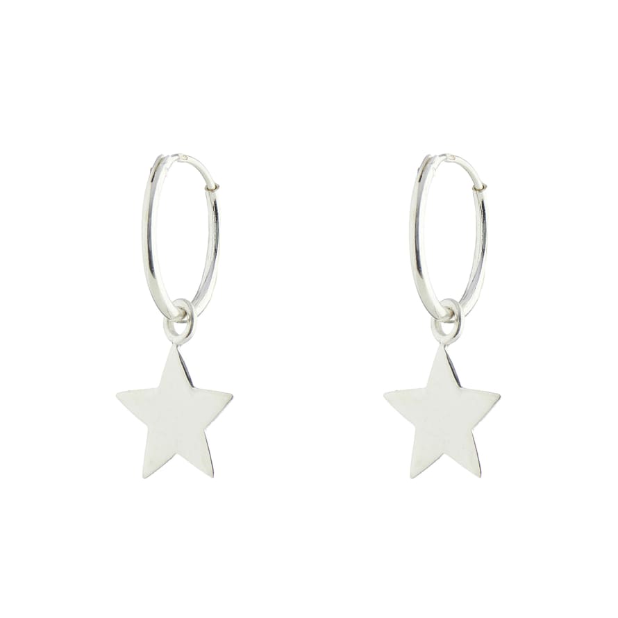 silver jewellery Small Star Hoop Earrings Silver