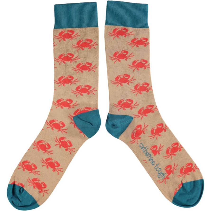 Catherine Tough Men's Cotton Ankle Socks - Copper Crab