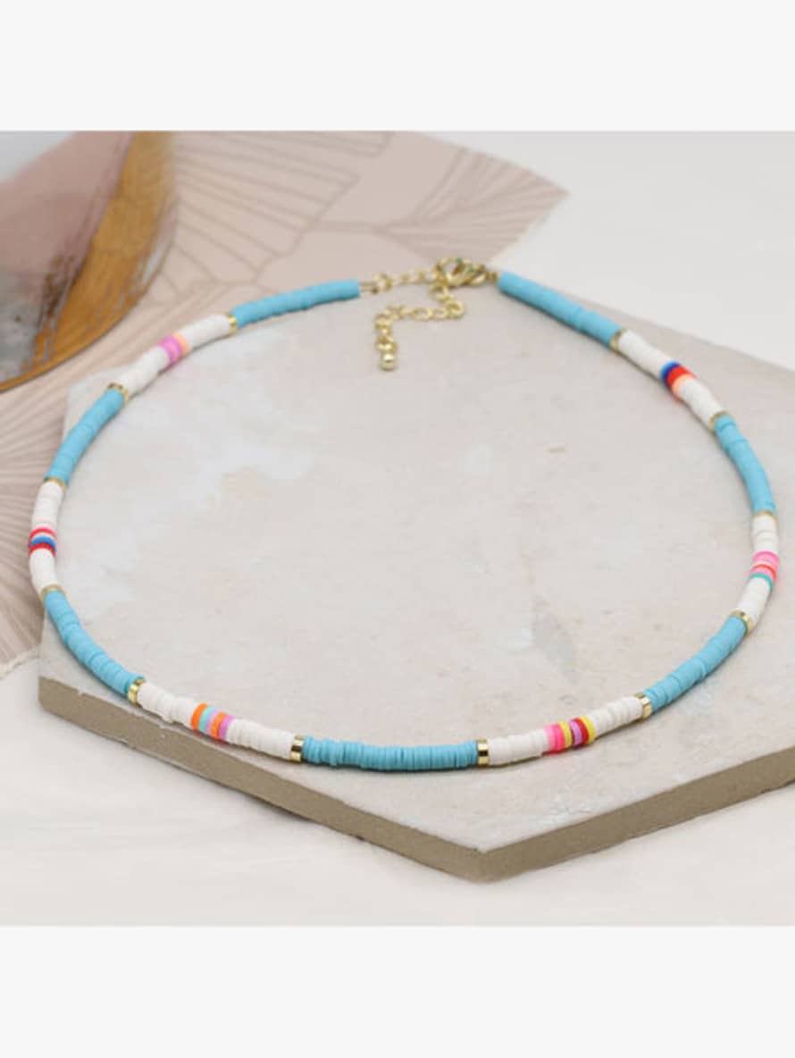 POM Blue And Pink Mix Fido Bead Necklace With Extension Chain