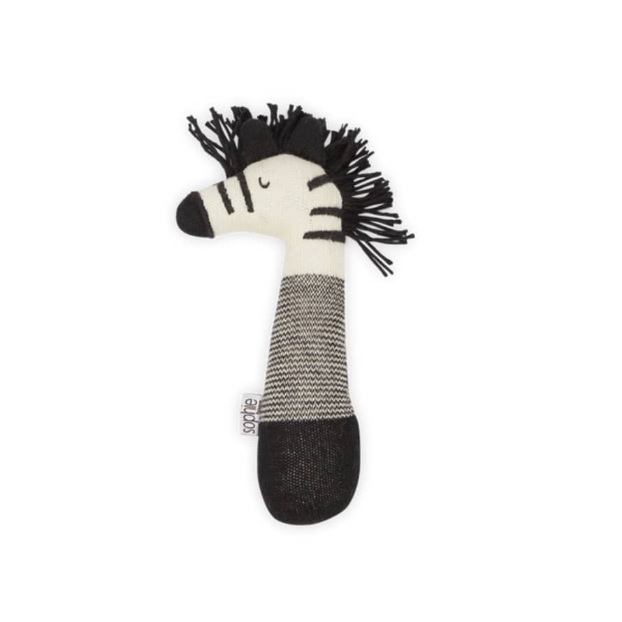 Sophie Home Zebra Rattle In Ivory and Black