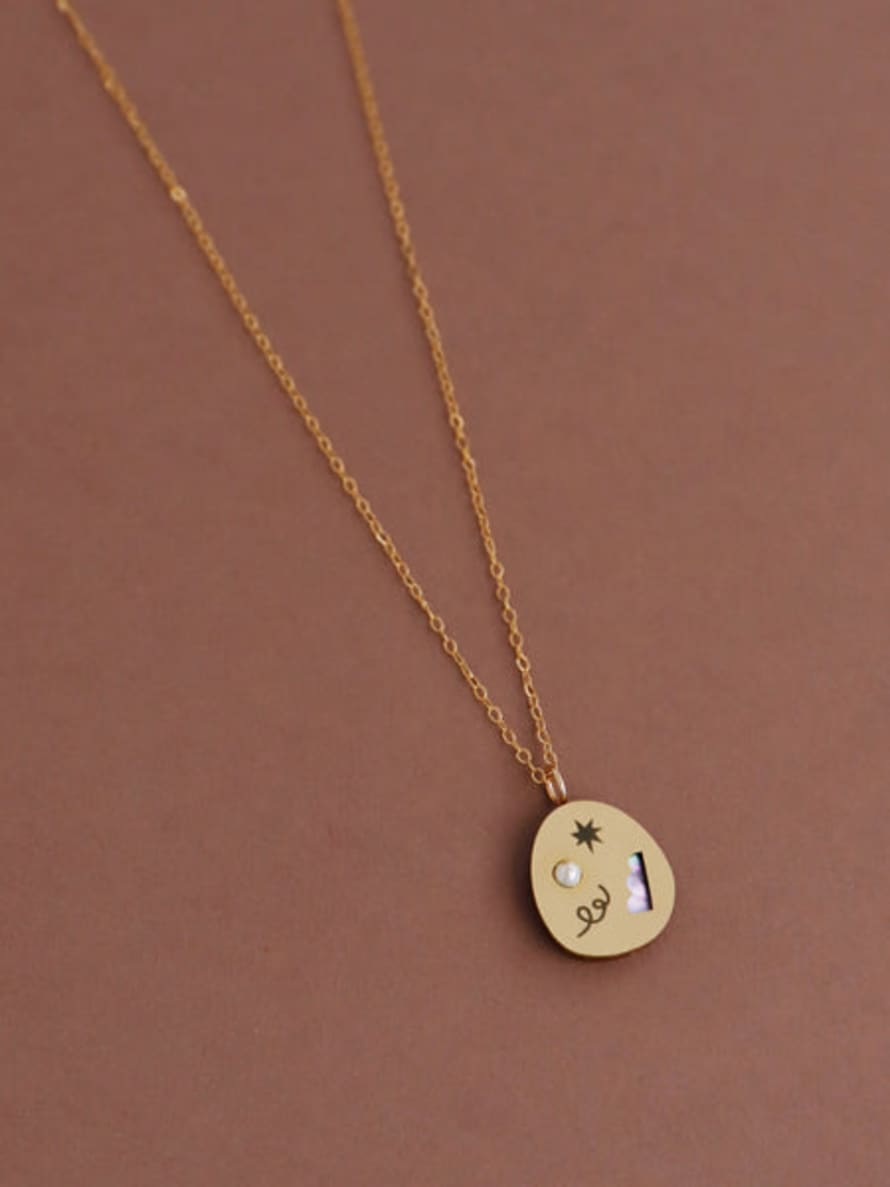 Wolf & Moon Frances Necklace In Brass