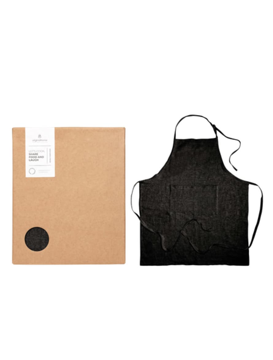 Original Home Recycled Cotton Apron In Black