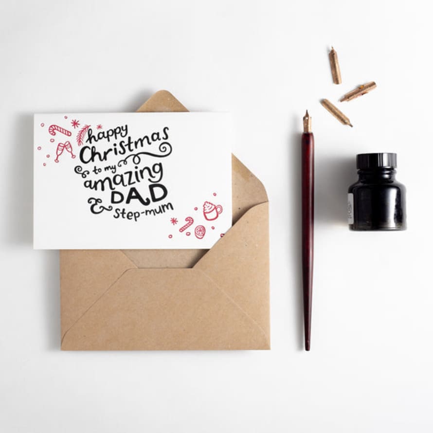 Hunter Paper Co. Happy Christmas Amazing Dad & Step-mum Letterpress Card