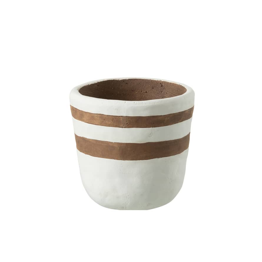 Terra Nomade Small Cache Pot En Céramique Blanc Et Marron
