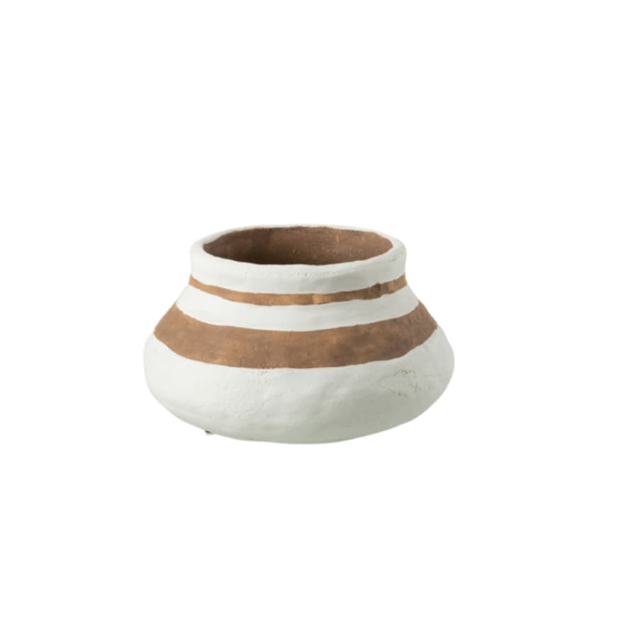 Terra Nomade Cache Pot En Céramique Blanc Et Marron