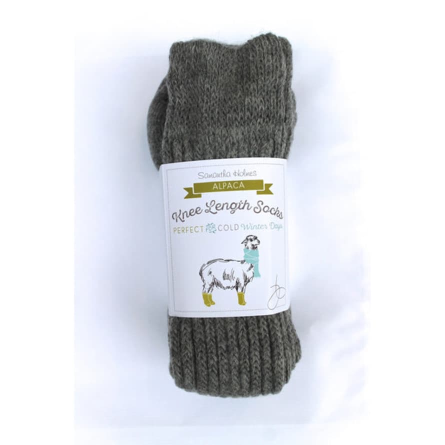 Samantha Holmes Size 5-8 Dove Grey Alpaca Knee Socks