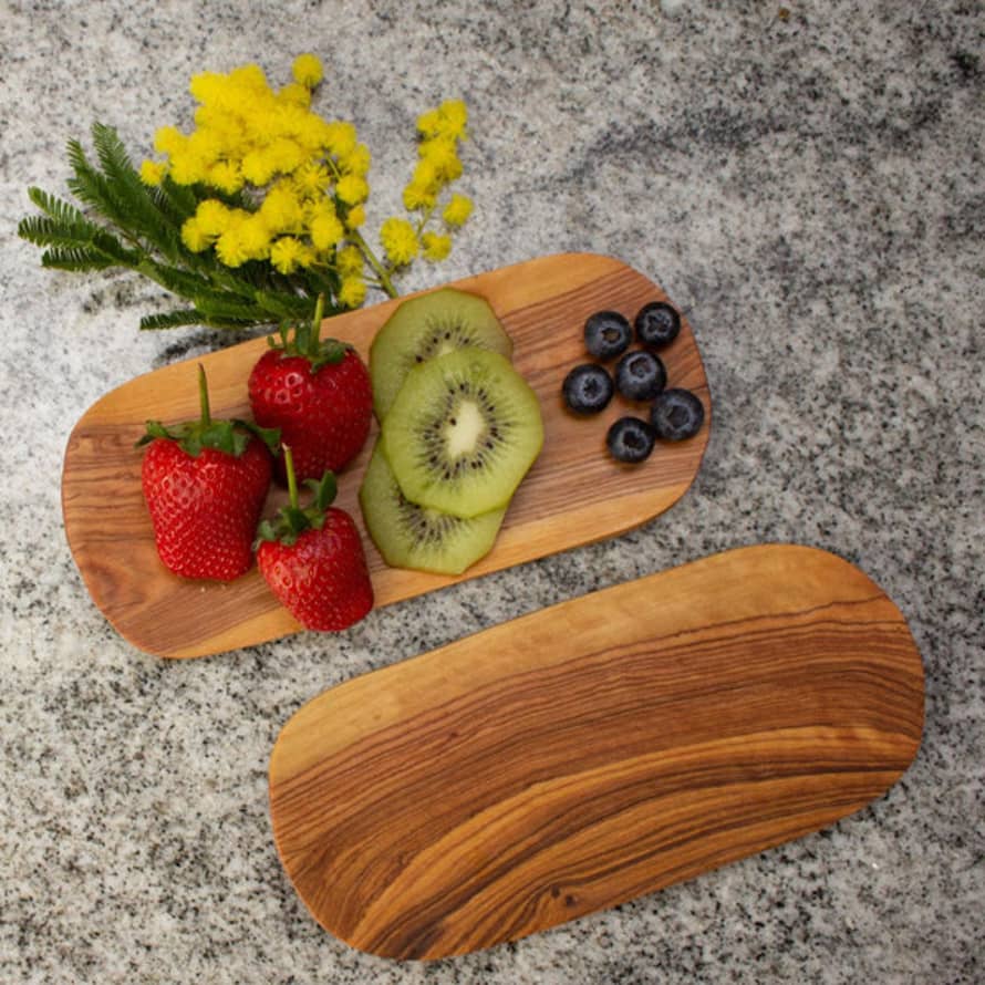 Kenya Olive Wood Flat Plate With Curved Sides