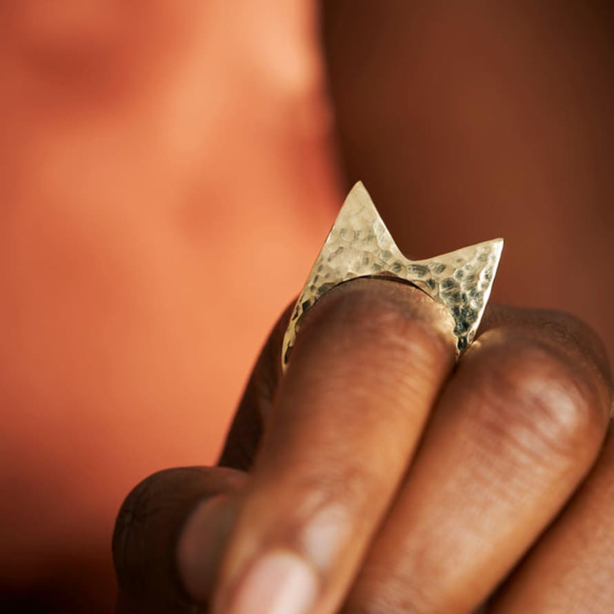 Kenya Signature Mamba Hammered Brass Ring