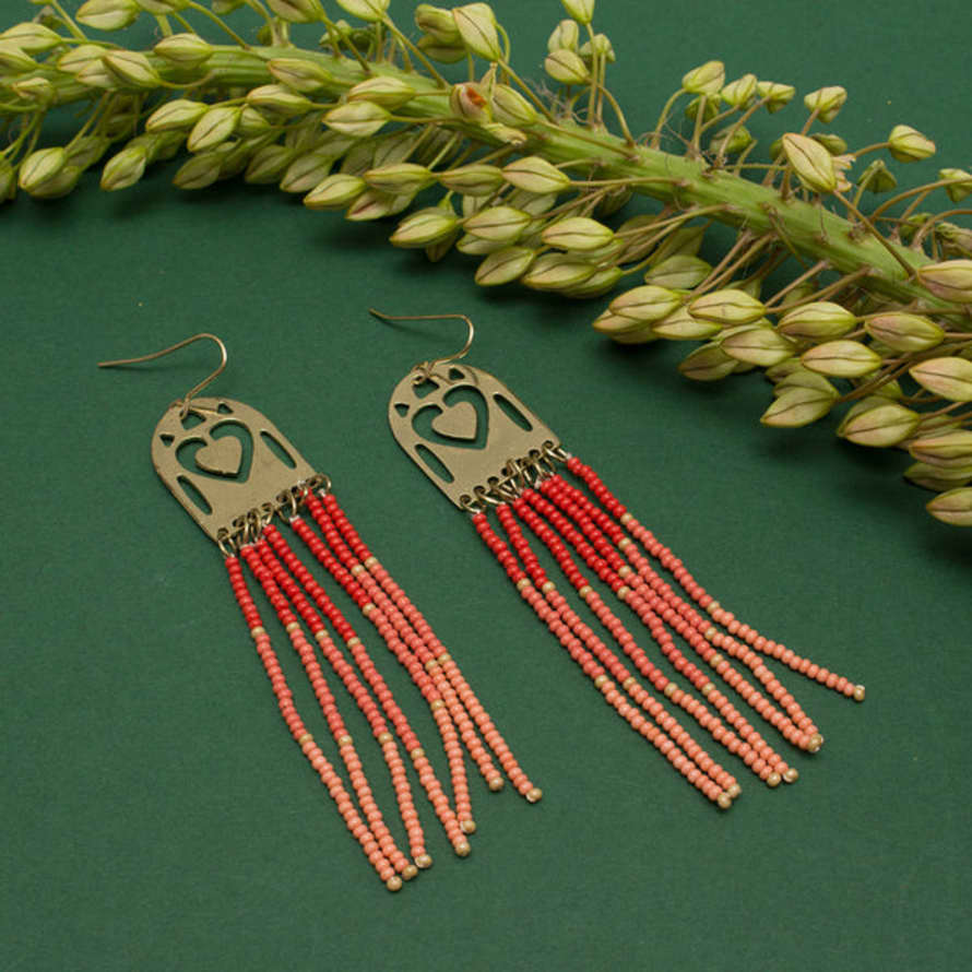 india Ocean Collection Coral Beaded Earrings