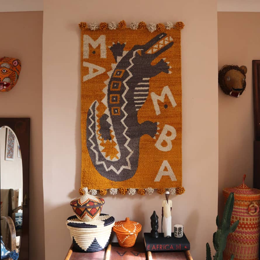 Kenya Woven Kenyan Wall Hanging/rug 'mamba Crocodile'