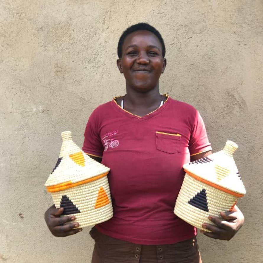 Uganda Uganda Craft Collection Basket 'lidded Pot Eight (triangles)'