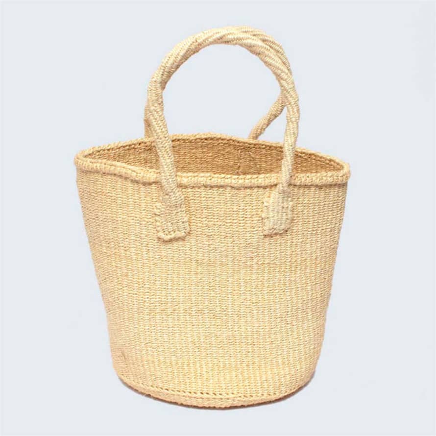 Kenya Kenyan Sisal Round Basket/bag With Handles 'natural' No.55