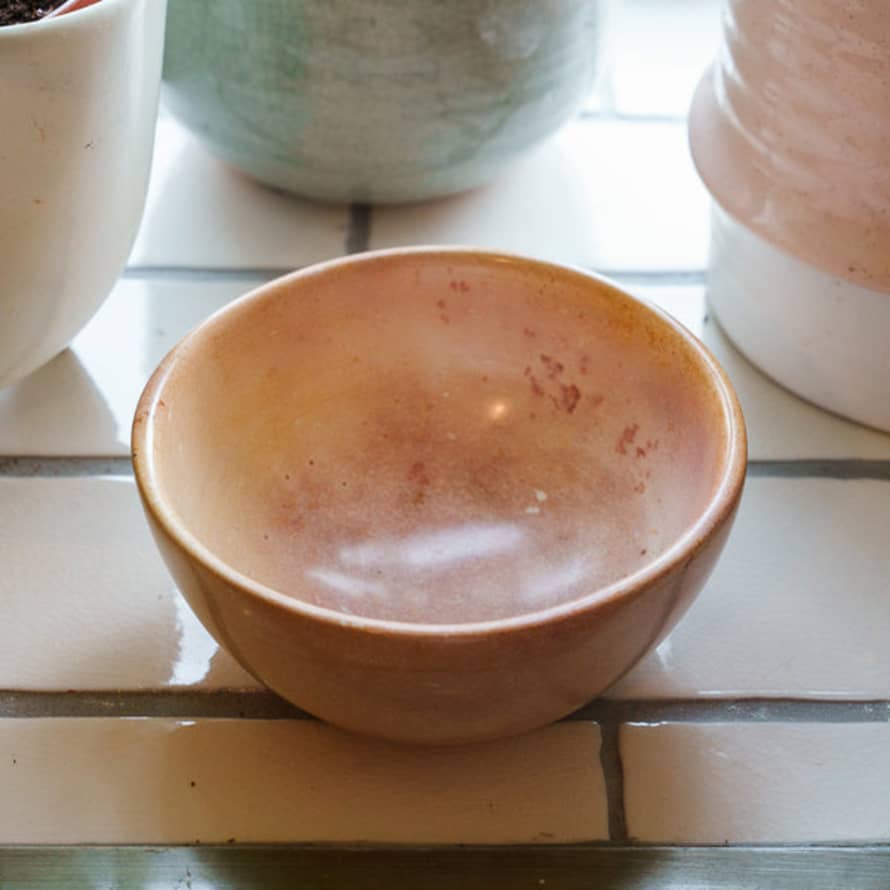 Kenya Large Round Soapstone Dish Bowl 'marbled Pink'