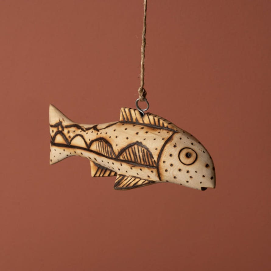 Zimbabwe Zimbabwean Hanging Wooden Decoration 'fish'