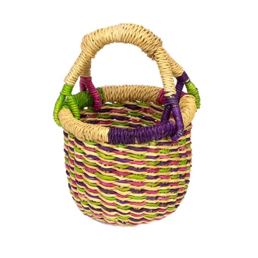 Ghana Ghanaian Mini Bolga Basket 'fruit Salad With Coloured Edges'