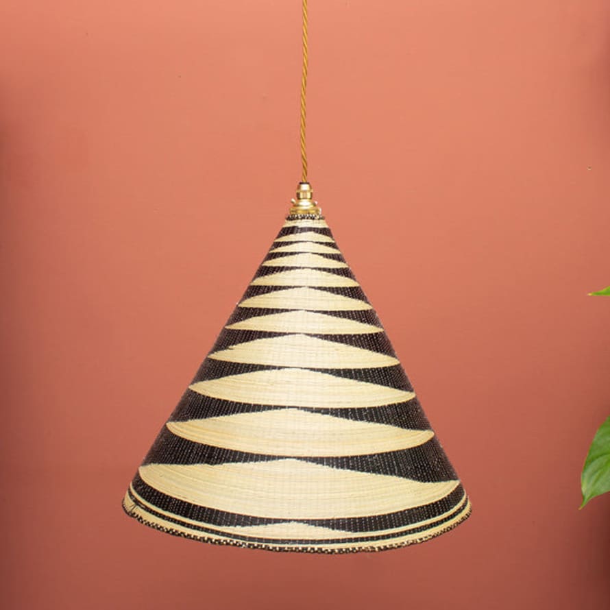 Rwanda Rwandan Hand Woven Bell Lightshade 'small Tiger Stripes'