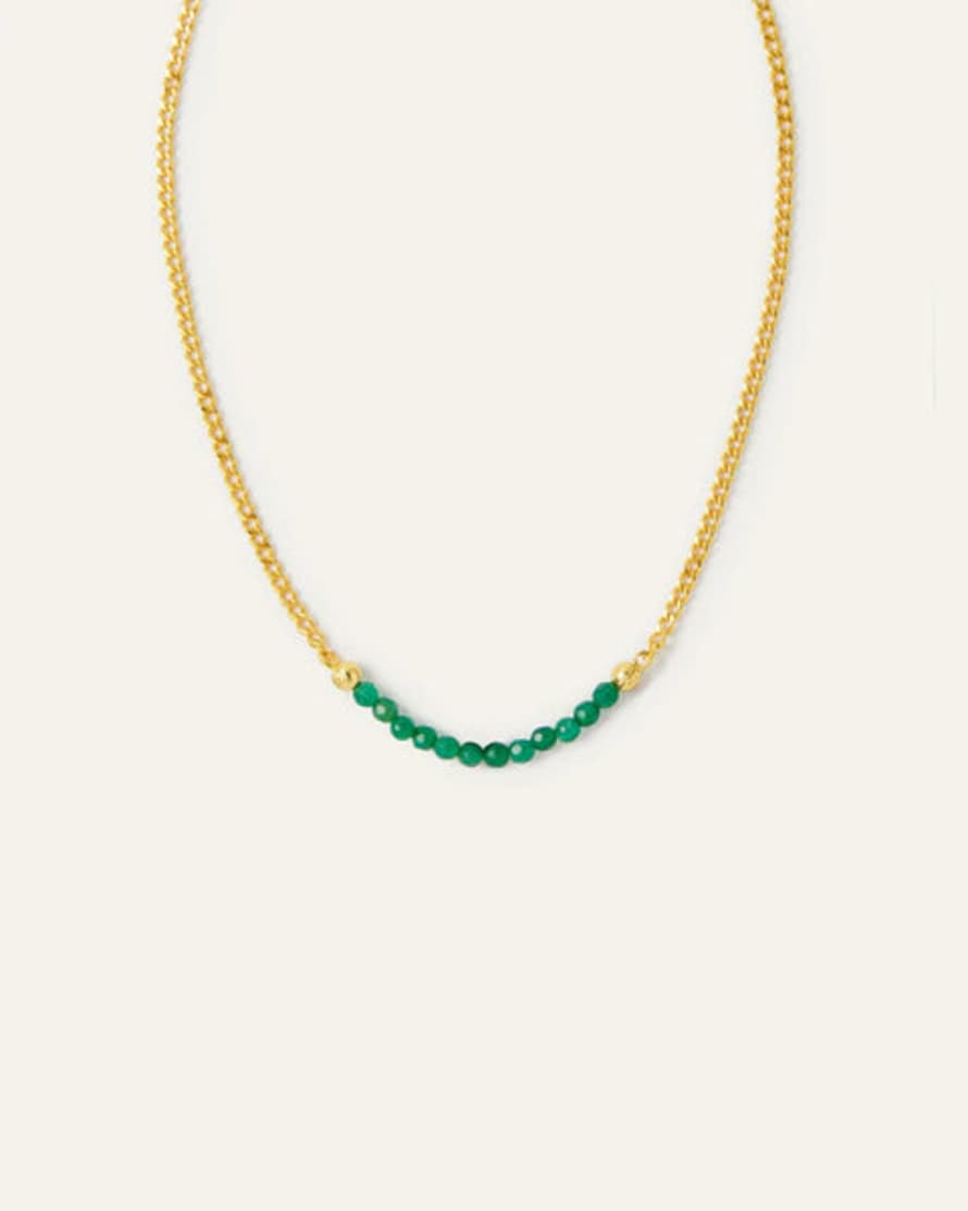 Ottoman Hands Margot Green Jade Beaded Chain Necklace