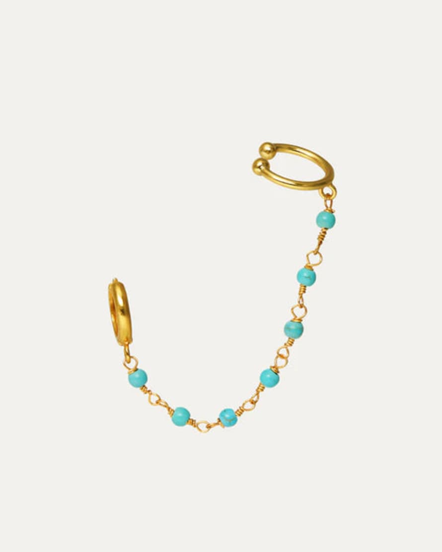 Ottoman Hands Nox Turquoise Chain Beaded Huggie Ear Cuff