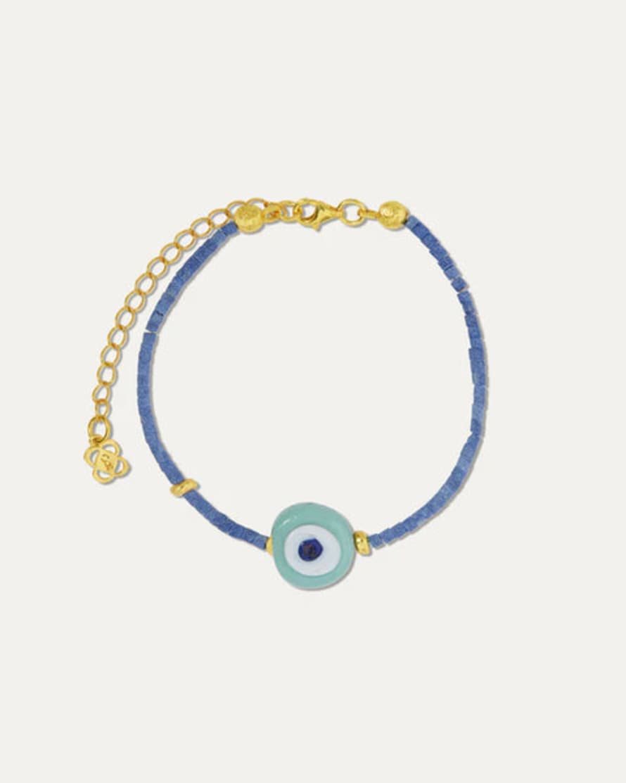 Ottoman Hands Solana Evil Eye Blue Beaded Bracelet