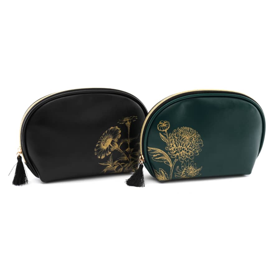 Temerity Jones Luxe Flower Cosmetic Bag : Black or Green