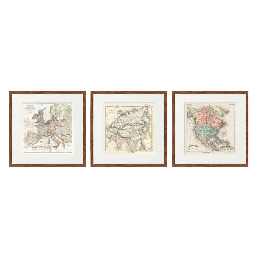 Temerity Jones Vintage Map Framed Art Print : Europe, Asia or America