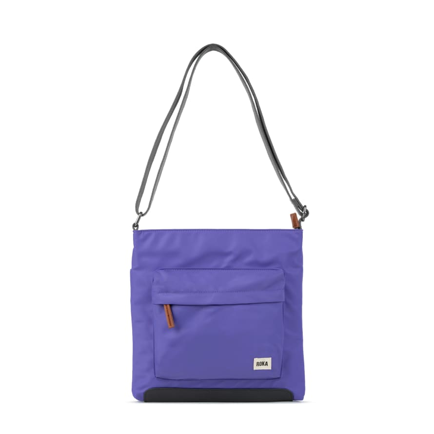 ROKA Roka Cross Body Shoulder Bag Kennington B Medium In Recycled Sustainable Nylon Peri Purple