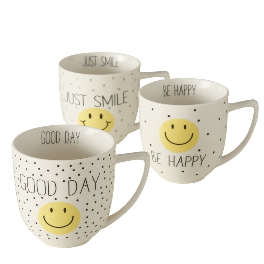 &Quirky Smiley Ceramic Mug : Good Day, Just Smile or Be Happy