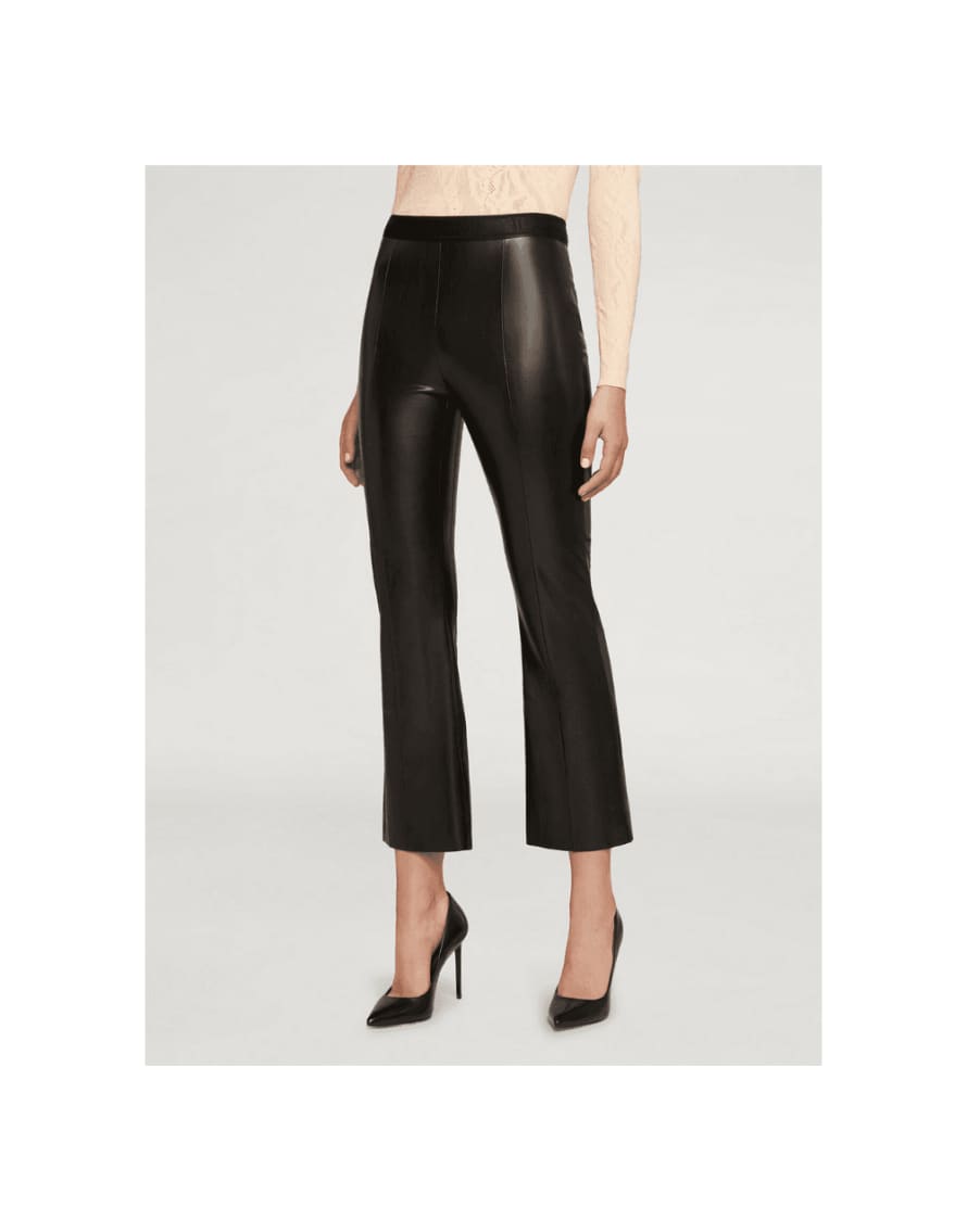 Wolford Black Jenna Faux Leather Bell Bottom Trousers  