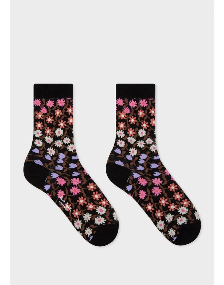 Paul Smith Black Wanda Floral Socks 