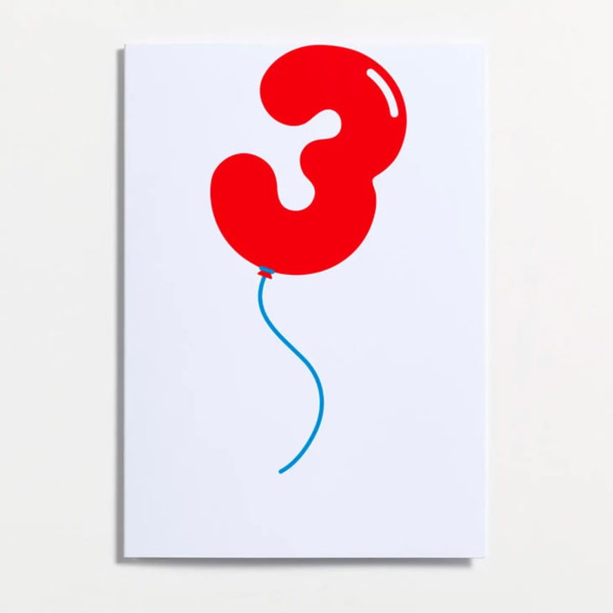 Crispin Finn Balloon Numbers Greetings Card - No.3