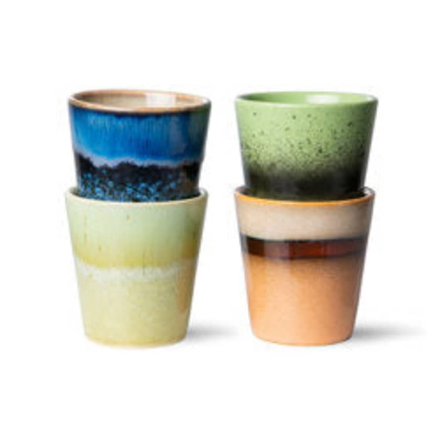 HK Living 70s Ceramics: Ristretto Mugs Calypso (set Of 4)