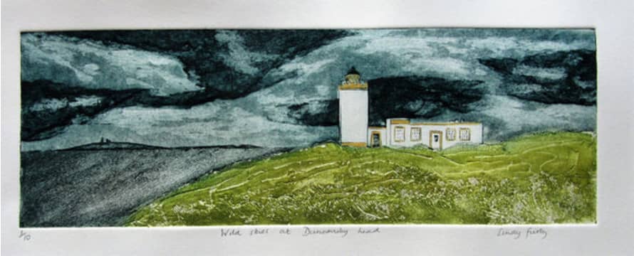 Lindy Furby Wild Skies At Duncansby Head Collagraph Print
