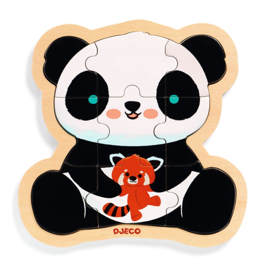 Djeco  Wooden Panda Puzzle - 9 Pieces