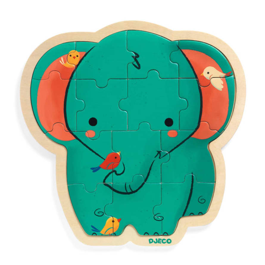 Djeco  Wooden Elephant Puzzle - 14 Pieces