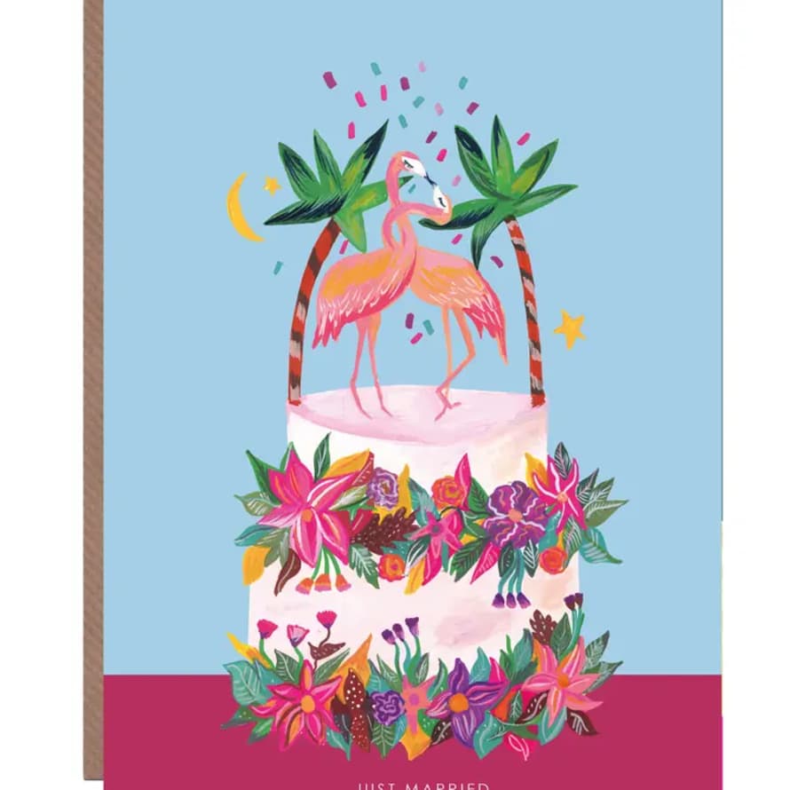 Hutch Cassidy Flamingo Wedding Cake Greeting Card