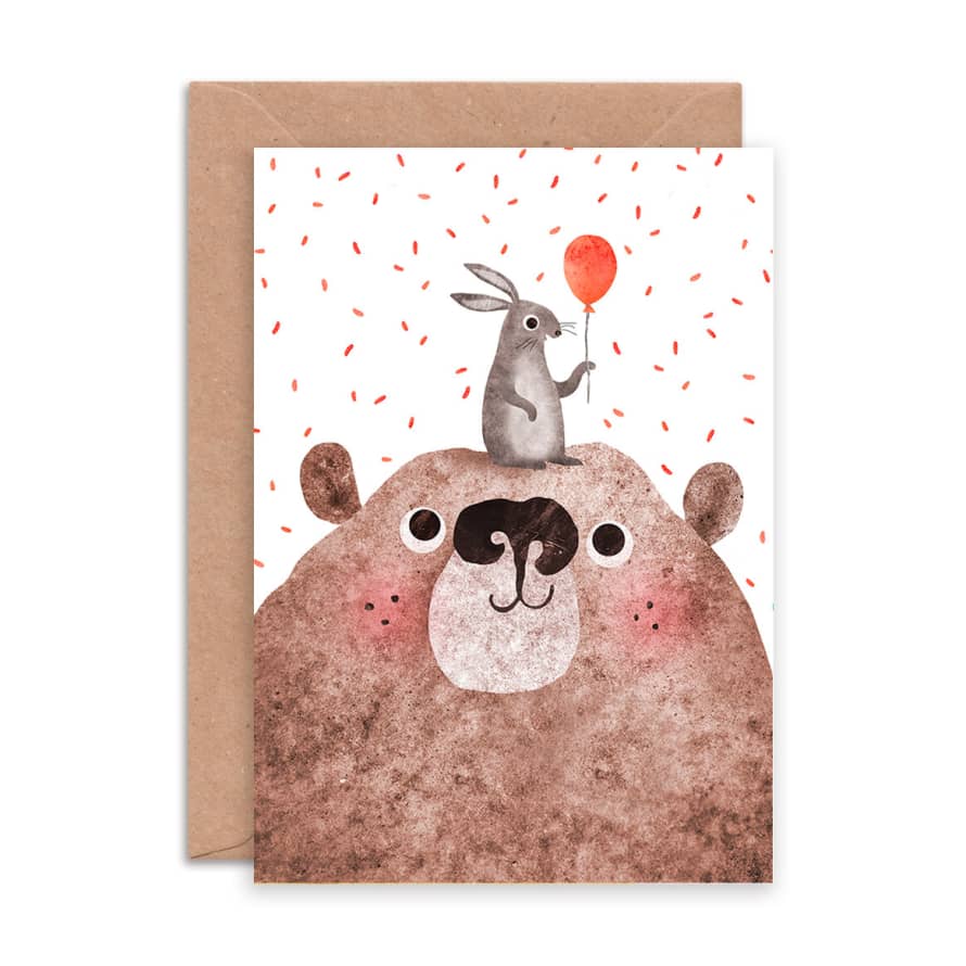 Emily Nash Illustration Bear and Bunny Birthday Greetings Card
