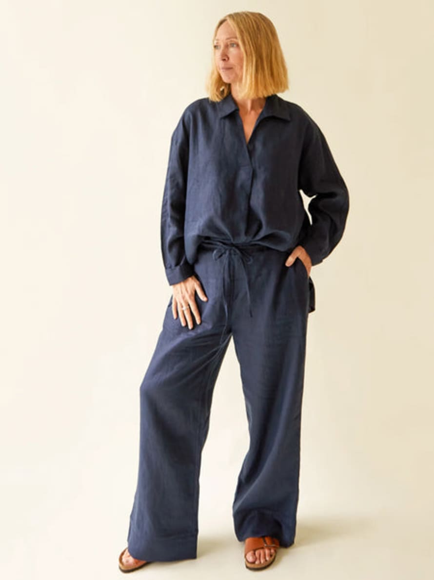 Chalk (original archived) Polly Pant Navy Linen
