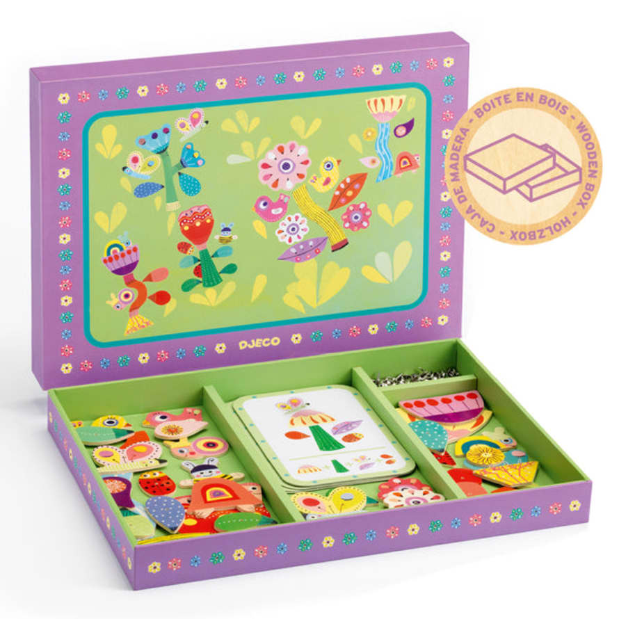 Djeco  Tap Tap Garden Building Game With Wooden Box