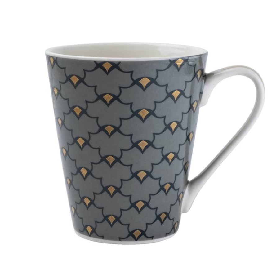 Candlelight Grey/blue Gold Fan Conical Mug